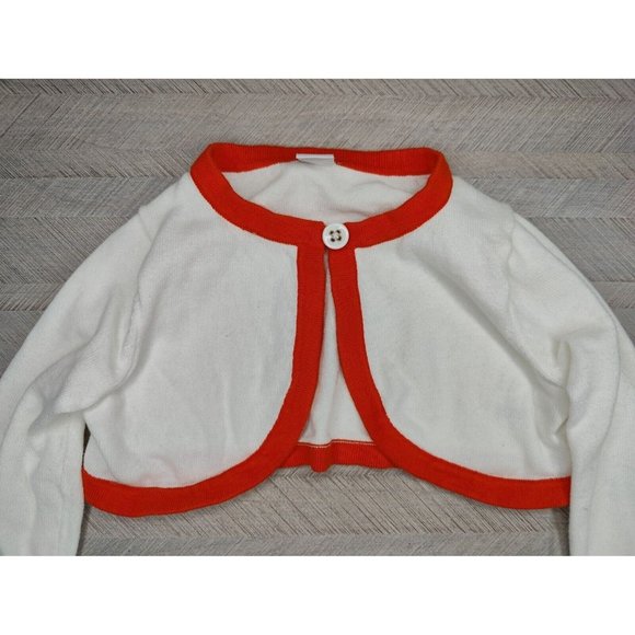 Janie & Jack Sweater Size 3 Months Cropped Cardigan White Orange 100% Cotton - Picture 8 of 8